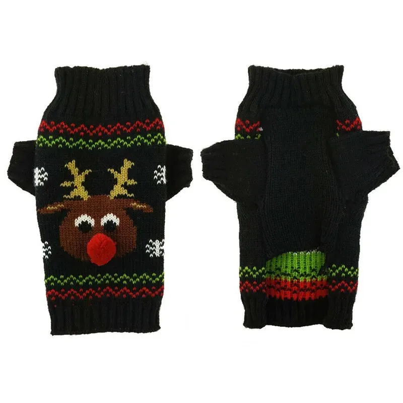 Christmas Striped Dog Knitted Sweater