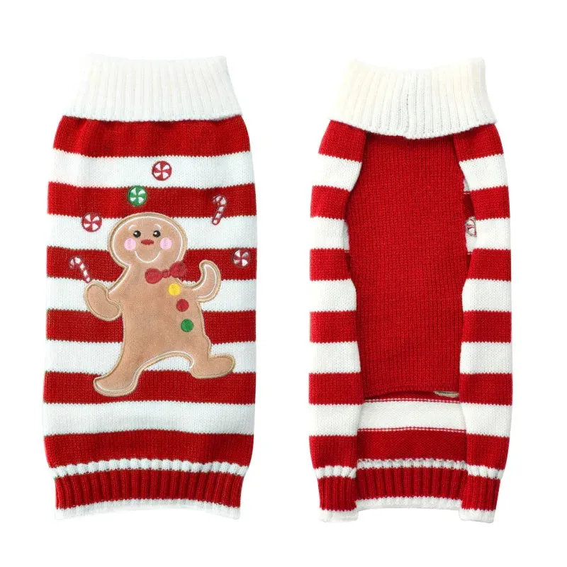 Christmas Striped Dog Knitted Sweater