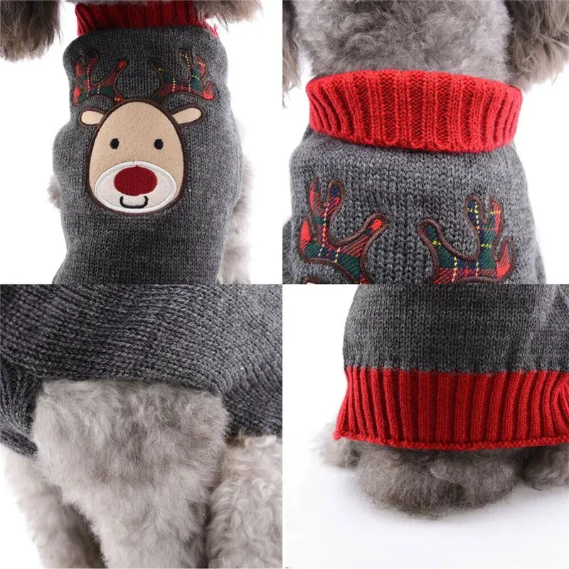 Christmas Striped Dog Knitted Sweater