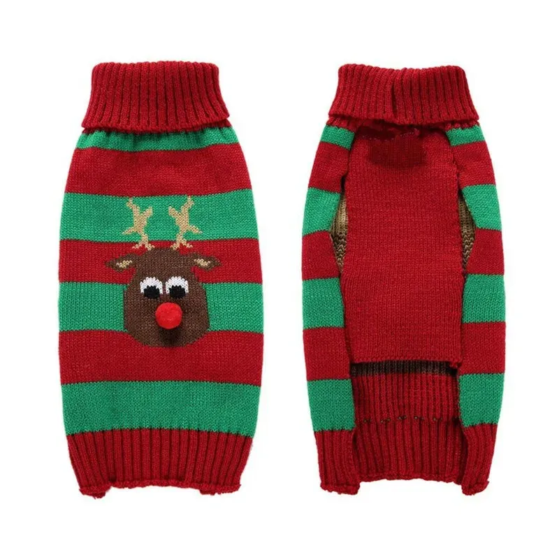 Christmas Striped Dog Knitted Sweater