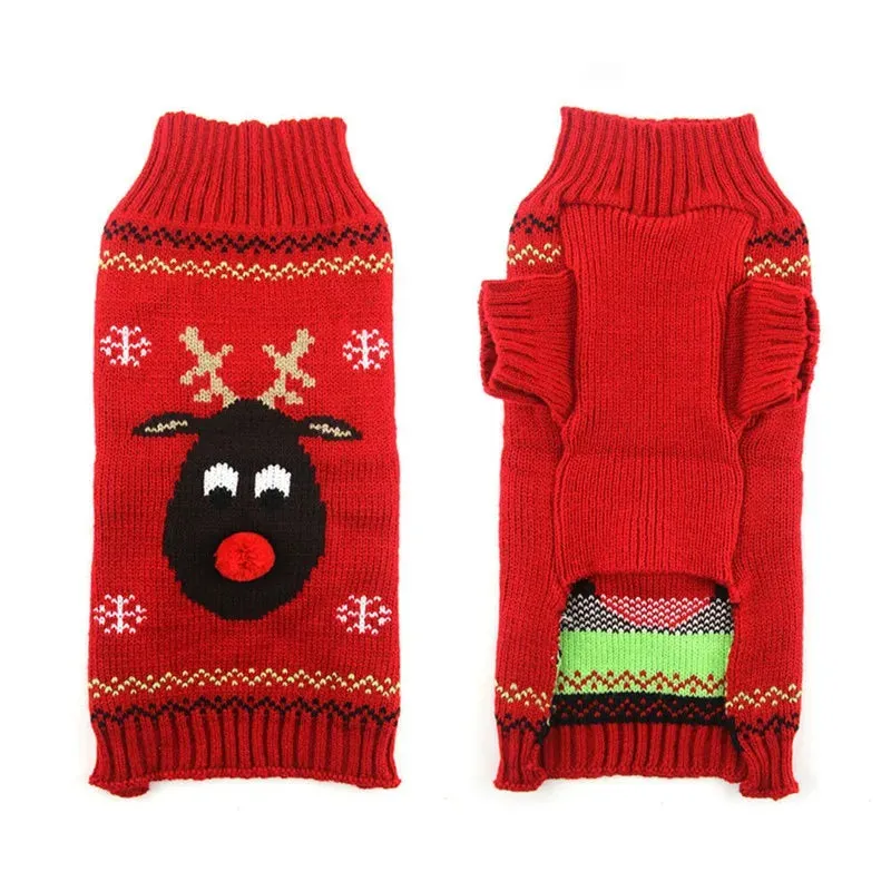 Christmas Striped Dog Knitted Sweater
