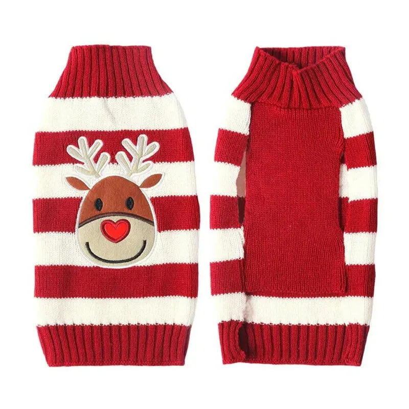 Christmas Striped Dog Knitted Sweater
