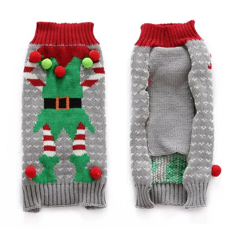 Christmas Striped Dog Knitted Sweater