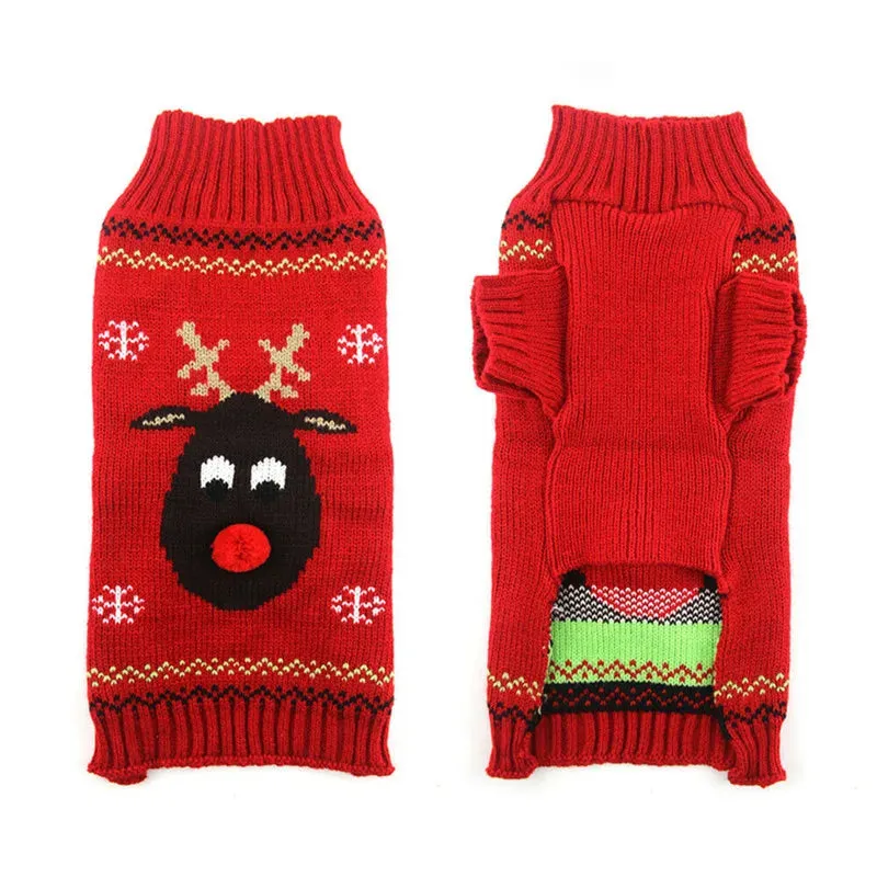 Christmas Striped Dog Knitted Sweater