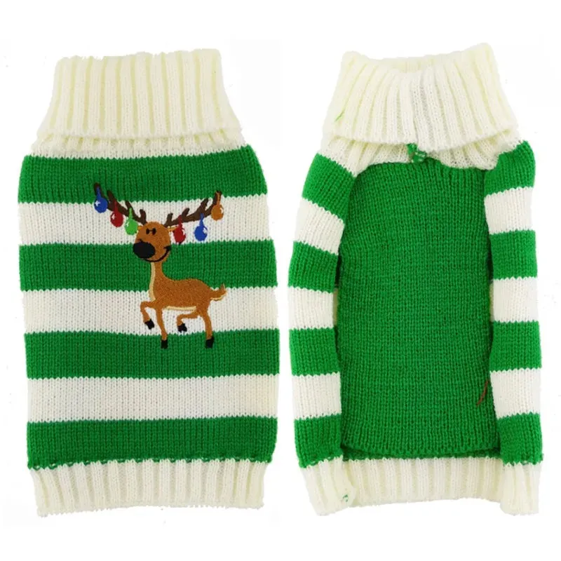 Christmas Striped Dog Knitted Sweater
