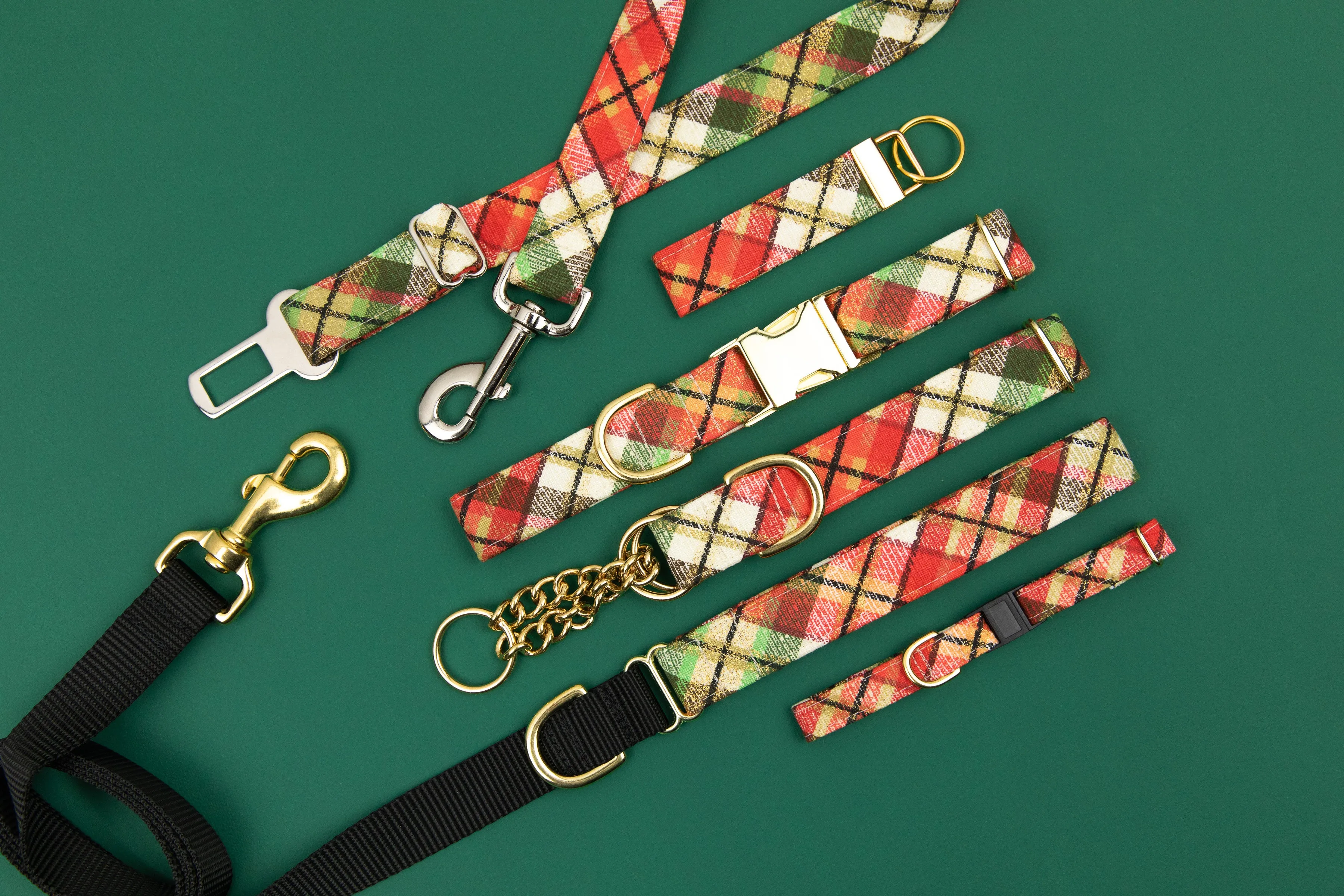 Gold Gilded Plaid Breakaway Cat Collar