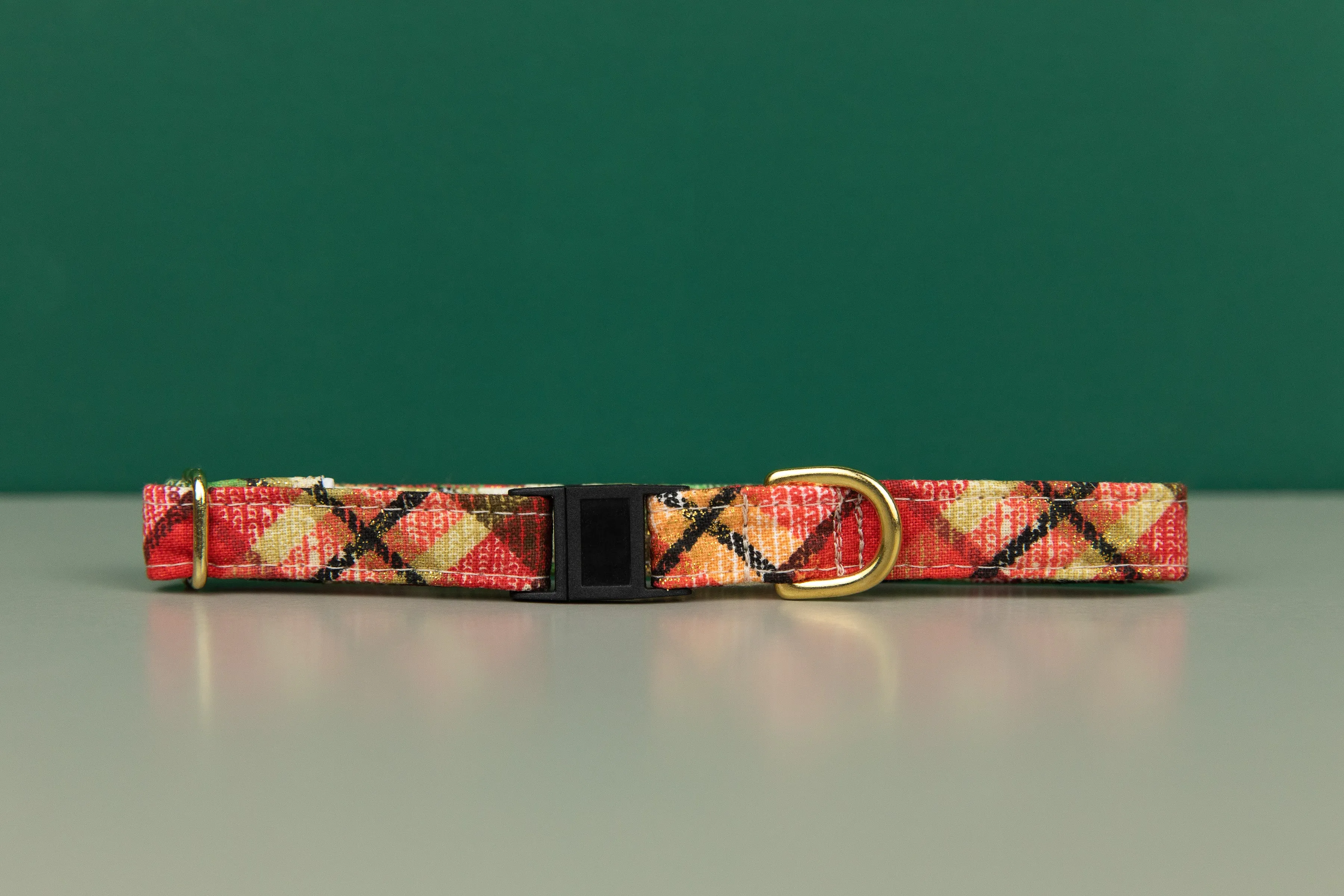 Gold Gilded Plaid Breakaway Cat Collar