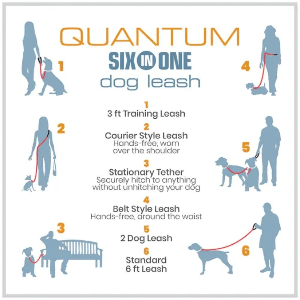 Kurgo Quantum 6 in 1 Dog Leash (Barn Red)