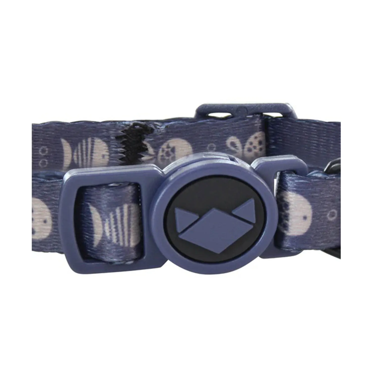 La Doggie Vita Go Fish Indigo and Taupe Cat Collar