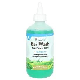 NaturVet, Ear Wash   Tea Tree Oil, For Dogs & Cats, Baby Powder Scent, 8 fl oz (236 ml)