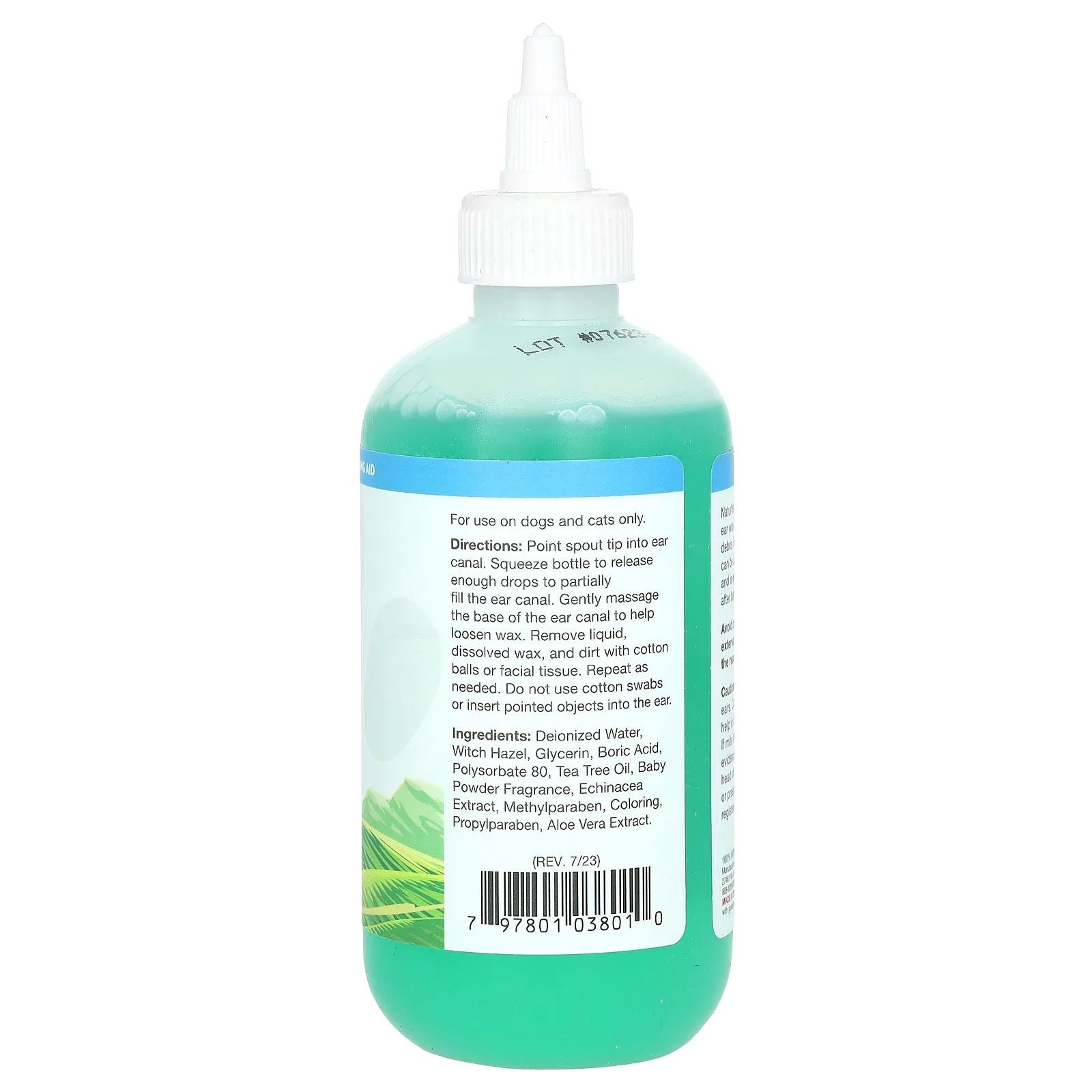 NaturVet, Ear Wash   Tea Tree Oil, For Dogs & Cats, Baby Powder Scent, 8 fl oz (236 ml)