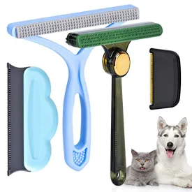 Pet Lint Remover, 4 Piece Set Best Pet Lint Remover, Dog Hair Remover Multi Fabric Edge and Carpet Scraper - Lint Cleaner for Furniture, Sofa, Carpet, Car, Clothes and Bedding
