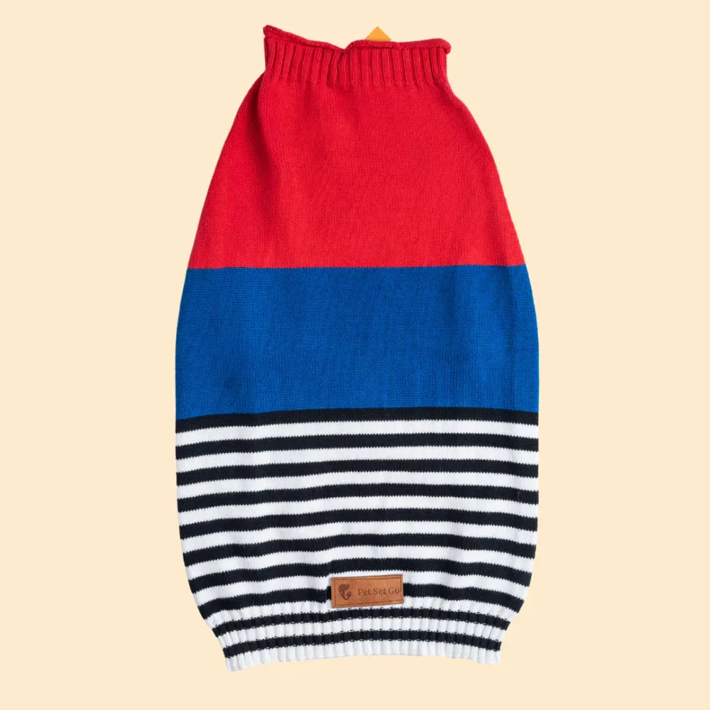 Pet Set Go Striped Sweater for Dogs (Red/Blue)