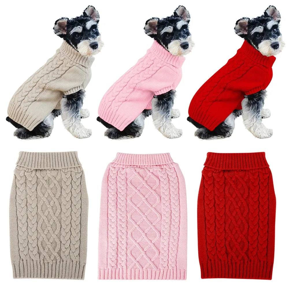 Puppy Dog Sweaters for Small Medium Dogs Winter Warm Knitted Pet Clothes Turtleneck Chihuahua Vest Dogs Cats Clothes Yorkie Coat