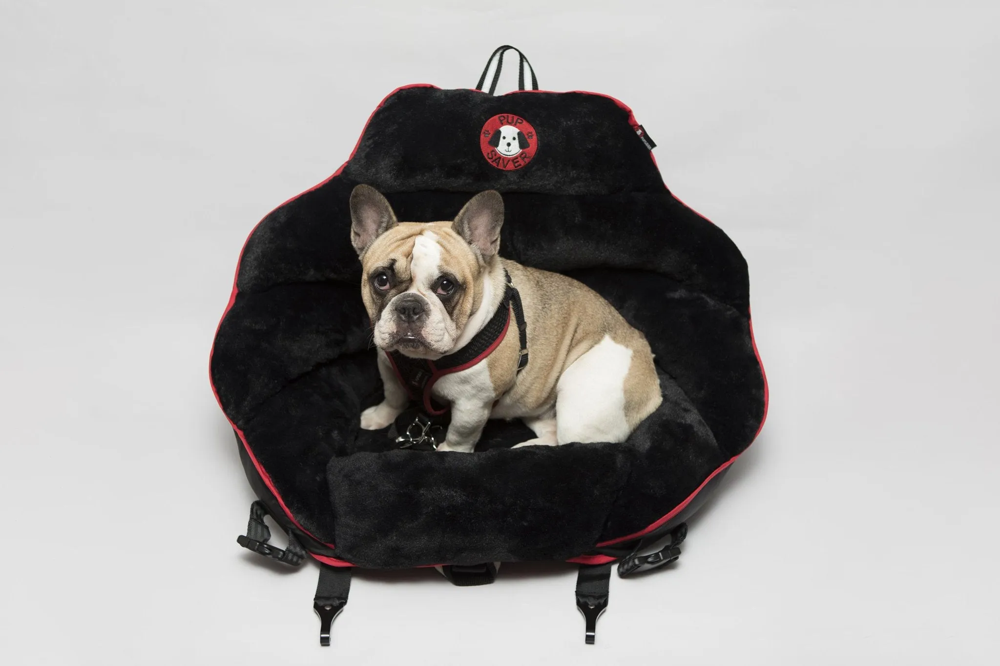 PupSaver Crash-Tested Car Safety Seat for Dogs BLACK PLUSH WITH BLACK Back Original PupSaver