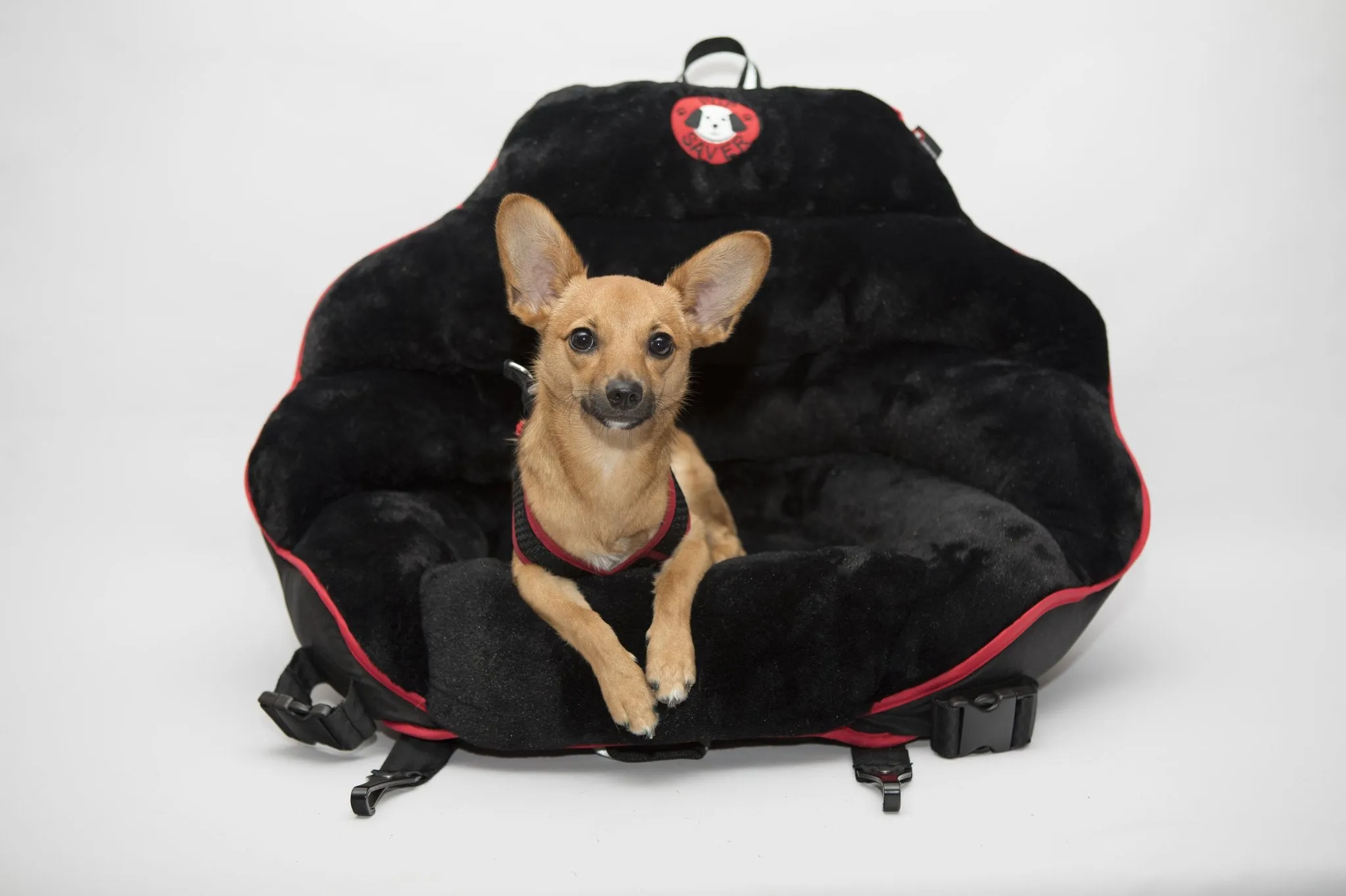 PupSaver Crash-Tested Car Safety Seat for Dogs BLACK PLUSH WITH BLACK Back Original PupSaver