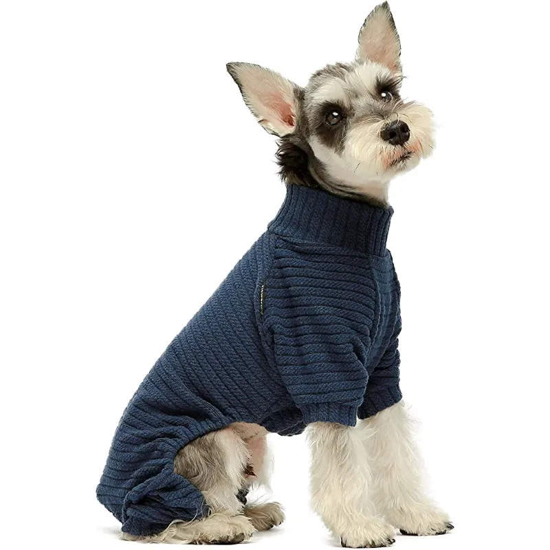 Turtleneck Knitted Dog Sweater Puppy Pajamas Thermal Doggie Winter Clothes Knitwear Pet Coats Cat Apparel Green Small
