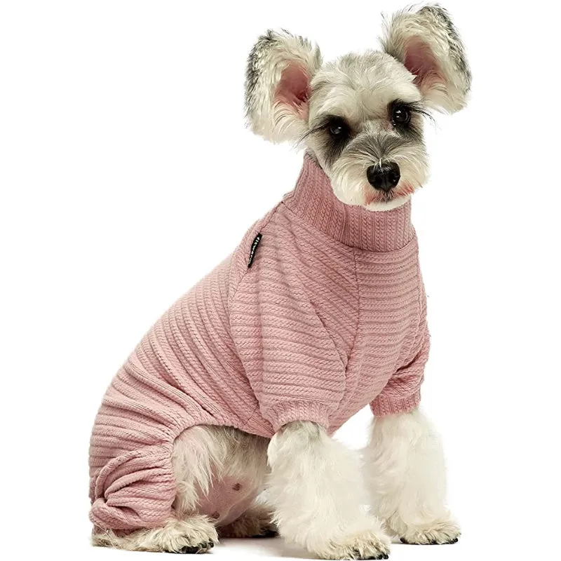 Turtleneck Knitted Dog Sweater Puppy Pajamas Thermal Doggie Winter Clothes Knitwear Pet Coats Cat Apparel Green Small